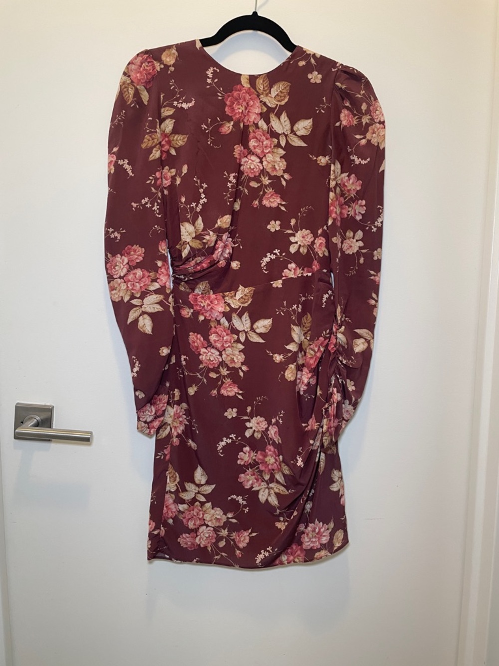 Zimmermann Burgundy Floral Long-Sleeve Wrap-Style Dress